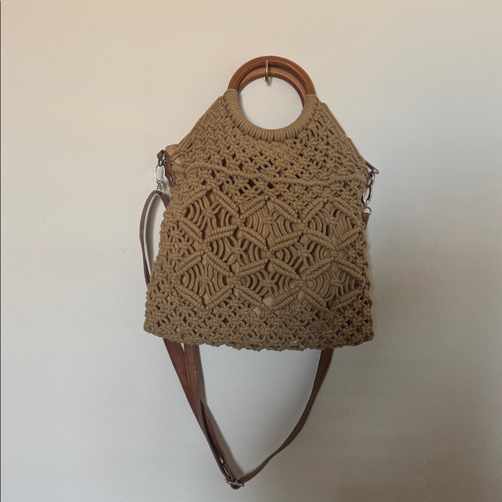 Free People Tan Crochet Shoulder Bag - Picture 4 of 4